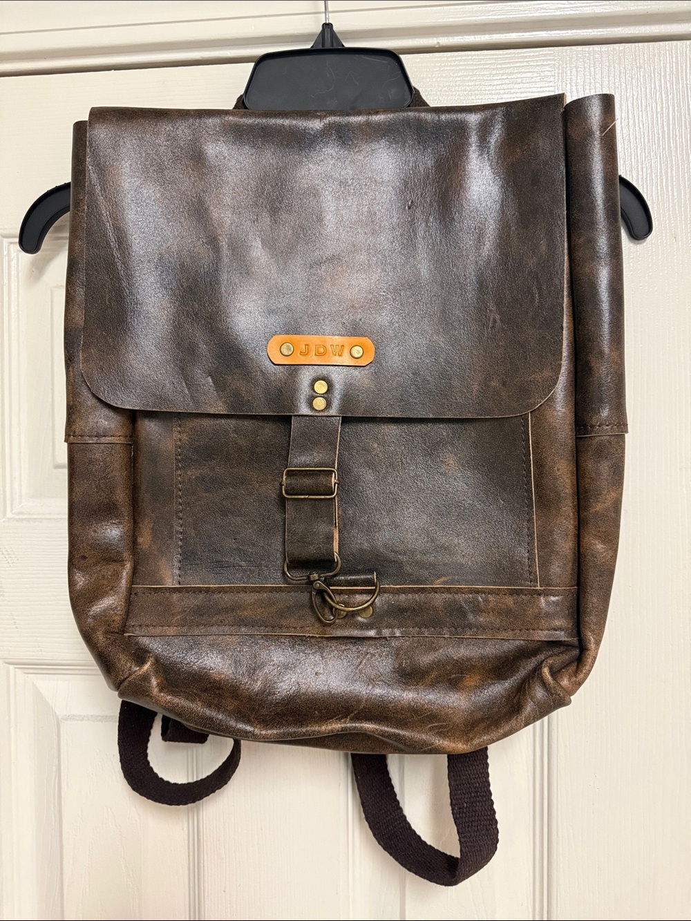 Brown Vintage-Style Leather Backpack for Men